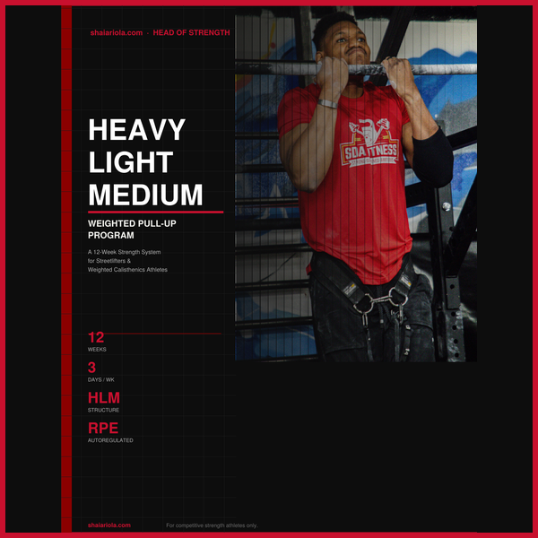 HLM Weighted Pull-Up Program by Shai Ariola - heavy light medium weighted pull-up training program cover